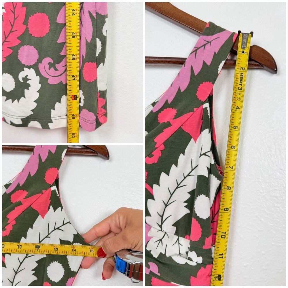 Boden Tropical Floral Twist Front Maxi Dress 6 P Olive Pink Sleeveless Resort - Picture 8 of 8